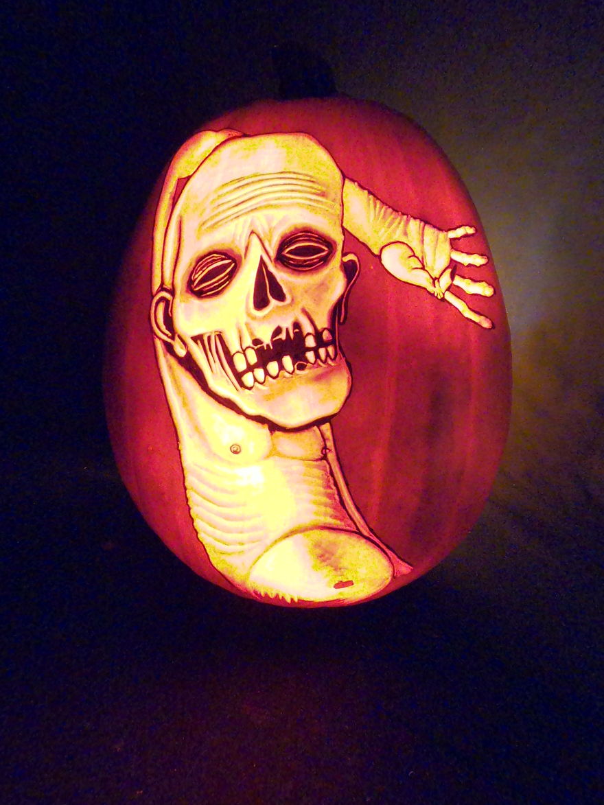 Badass pumpkin carving with a detailed skeleton design, showcasing expert tips and hacks. Badass pumpkin carving with a detailed skeleton design, showcasing expert tips and hacks.