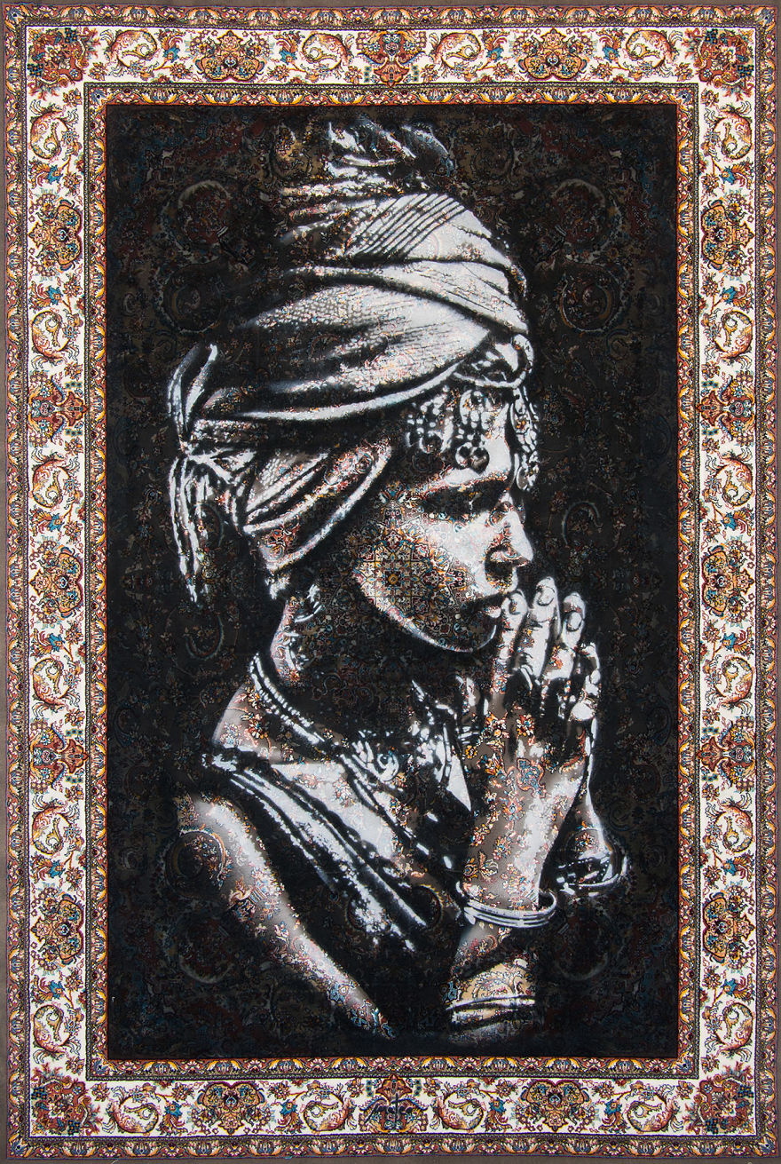 I Paint Women Portraits On Persian Rugs, Which Creates A Magical Fusion Of Ancient Culture And Contemporary Urban Art