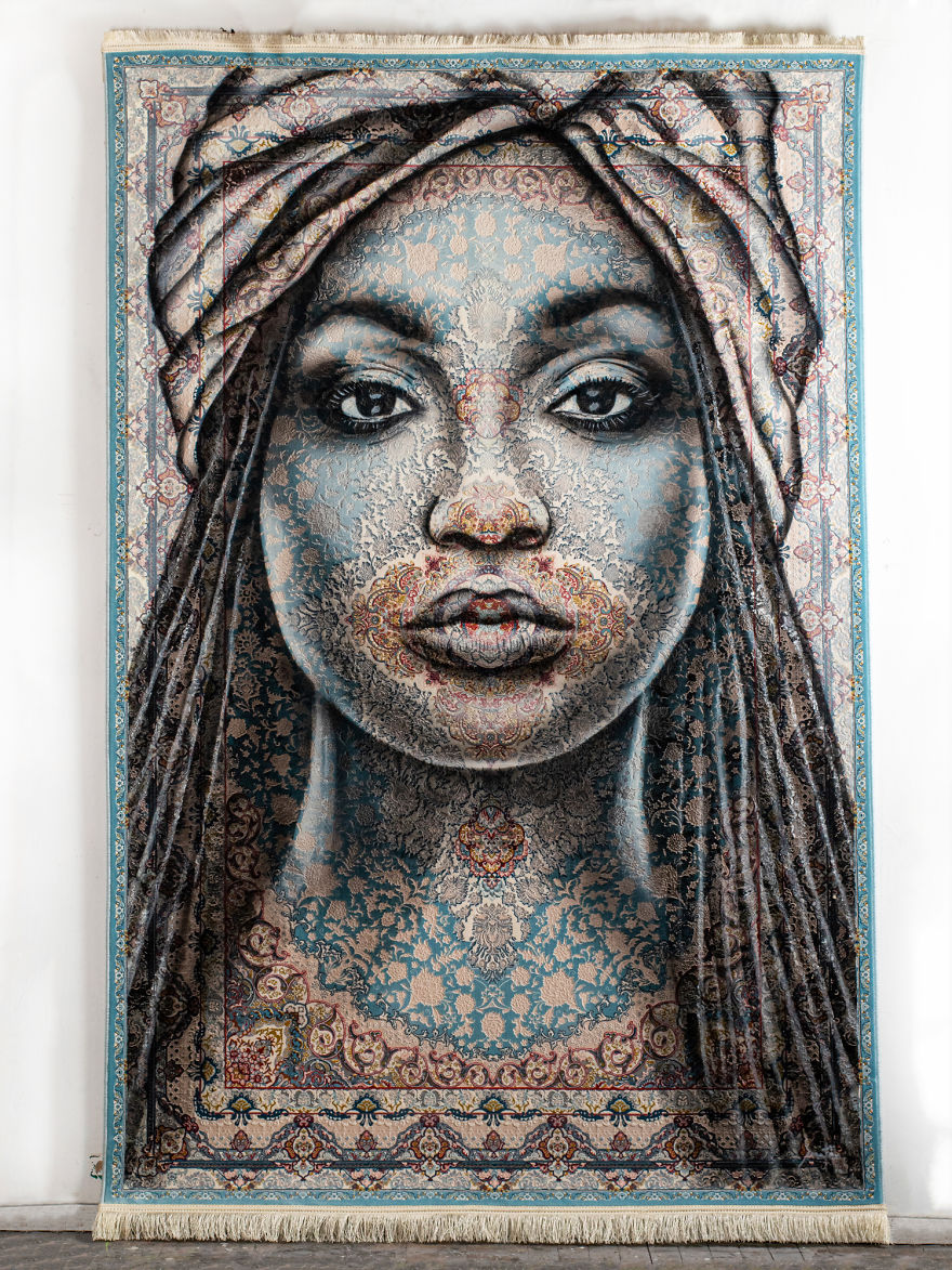 I Paint Women Portraits On Persian Rugs, Which Creates A Magical Fusion Of Ancient Culture And Contemporary Urban Art