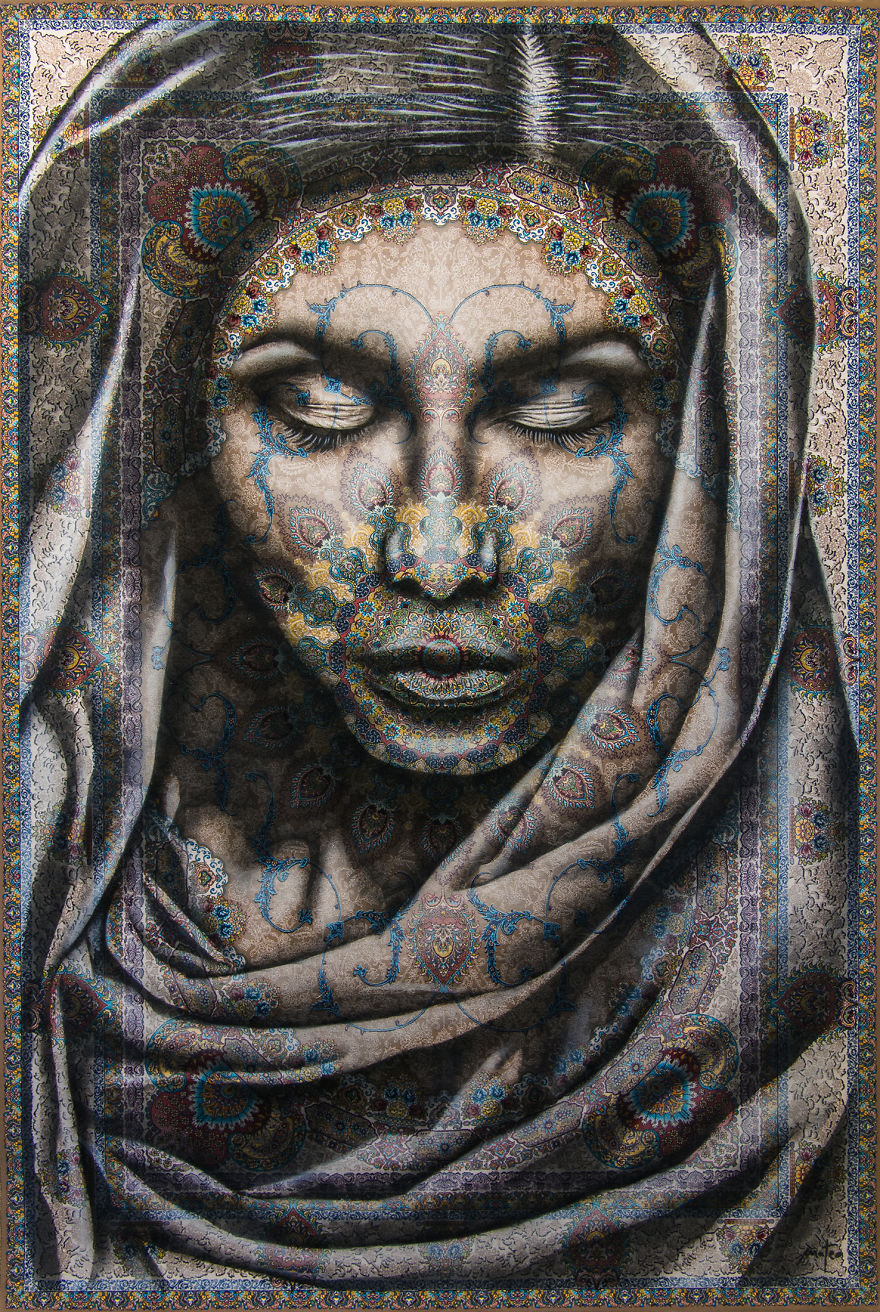 I Paint Women Portraits On Persian Rugs, Which Creates A Magical Fusion Of Ancient Culture And Contemporary Urban Art
