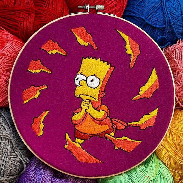 I Recreate My Favorite Simpsons Scenes With Embroidery