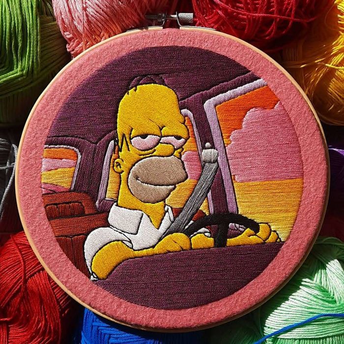 I Recreate My Favorite Simpsons Scenes With Embroidery
