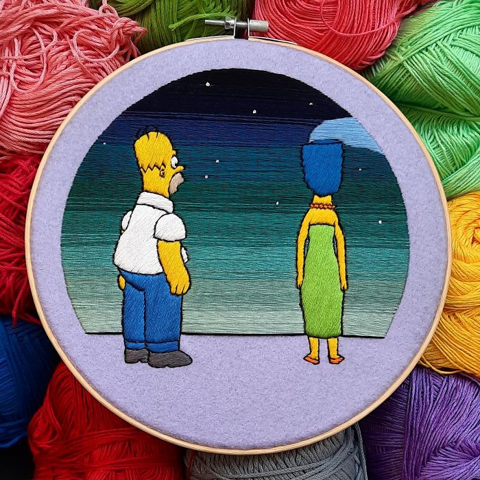 I Recreate My Favorite Simpsons Scenes With Embroidery