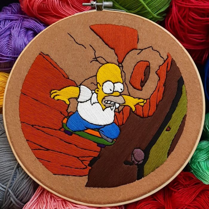 I Recreate My Favorite Simpsons Scenes With Embroidery