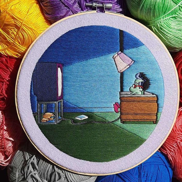 I Recreate My Favorite Simpsons Scenes With Embroidery