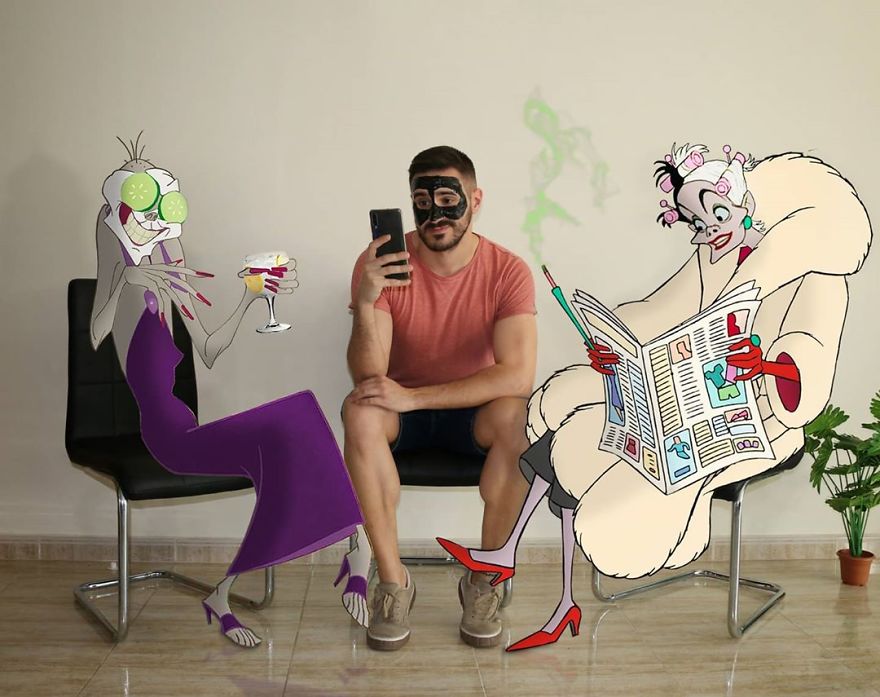 This Guy Is Interacting On Adventures With Cartoon Characters And The Result Is Really Fun