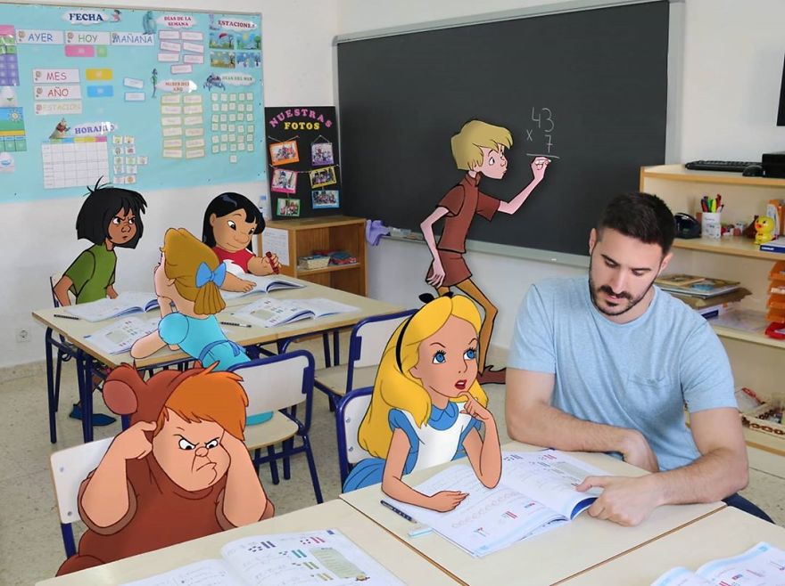 This Guy Is Interacting On Adventures With Cartoon Characters And The Result Is Really Fun