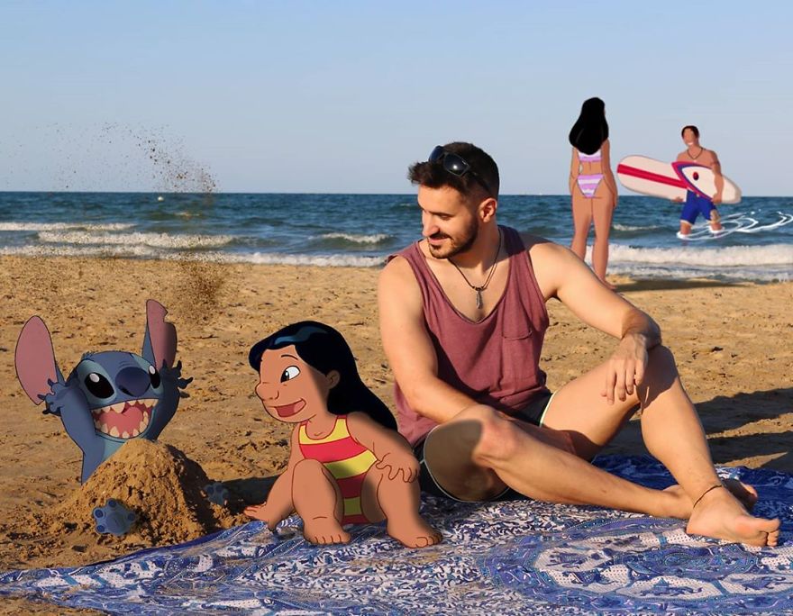 This Guy Is Interacting On Adventures With Cartoon Characters And The Result Is Really Fun