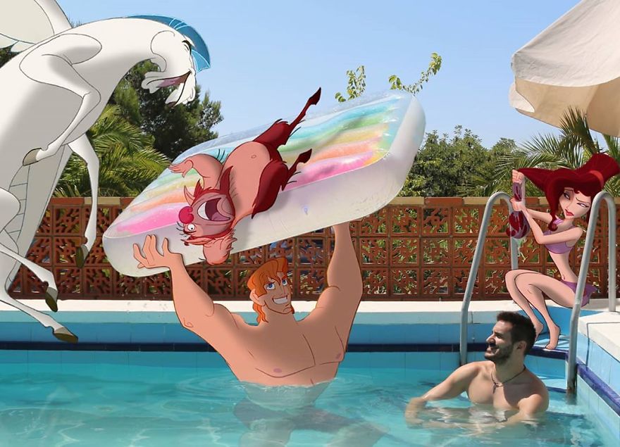 This Guy Is Interacting On Adventures With Cartoon Characters And The Result Is Really Fun