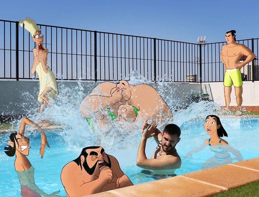 This Guy Is Interacting On Adventures With Cartoon Characters And The Result Is Really Fun