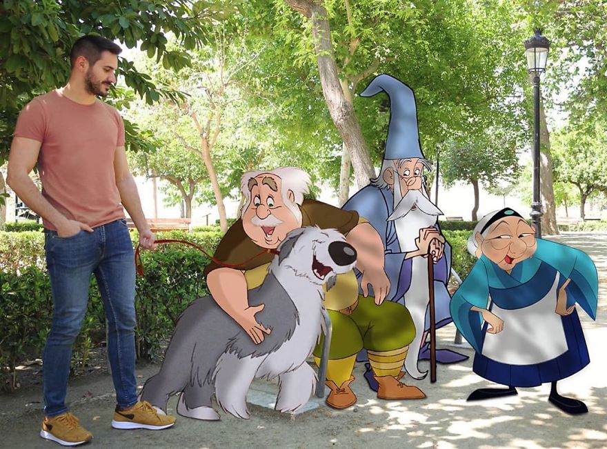 This Guy Is Interacting On Adventures With Cartoon Characters And The Result Is Really Fun