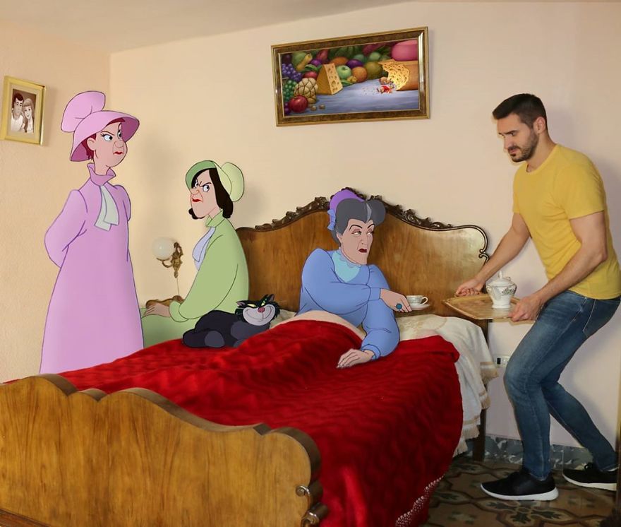 This Guy Is Interacting On Adventures With Cartoon Characters And The Result Is Really Fun