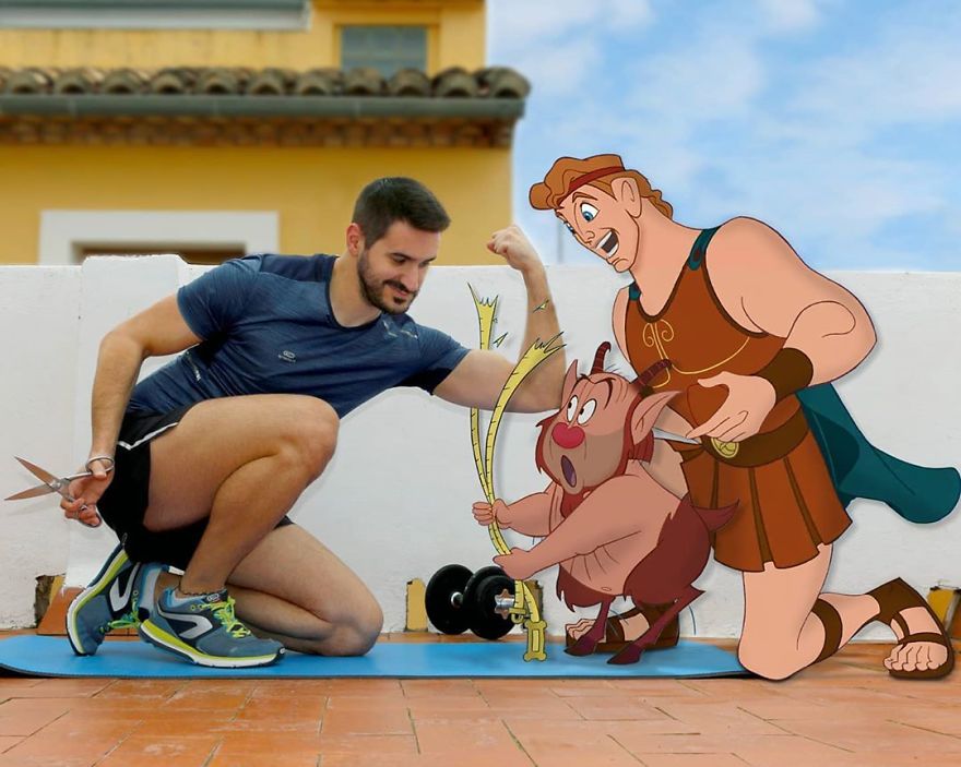 This Guy Is Interacting On Adventures With Cartoon Characters And The Result Is Really Fun