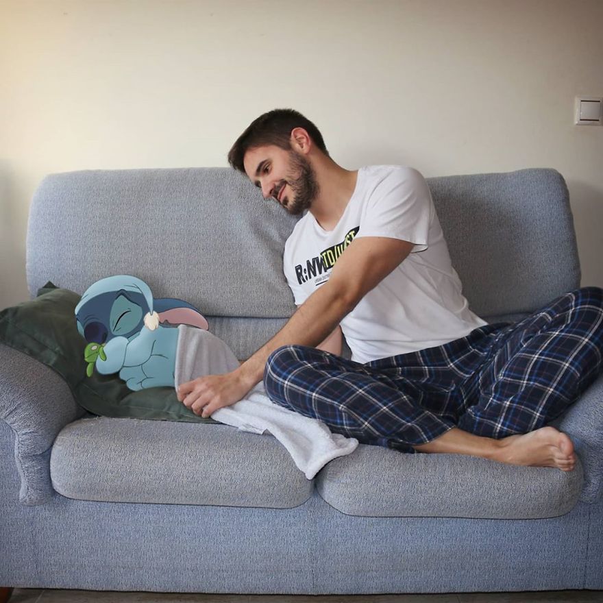 This Guy Is Interacting On Adventures With Cartoon Characters And The Result Is Really Fun