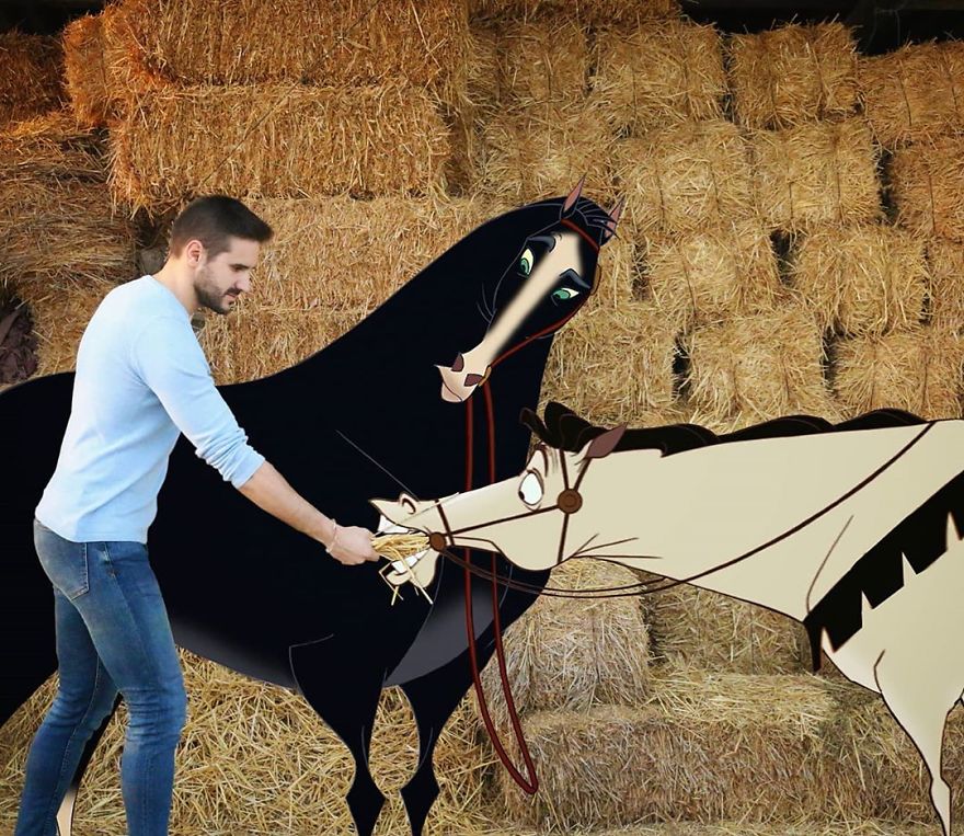 This Guy Is Interacting On Adventures With Cartoon Characters And The Result Is Really Fun