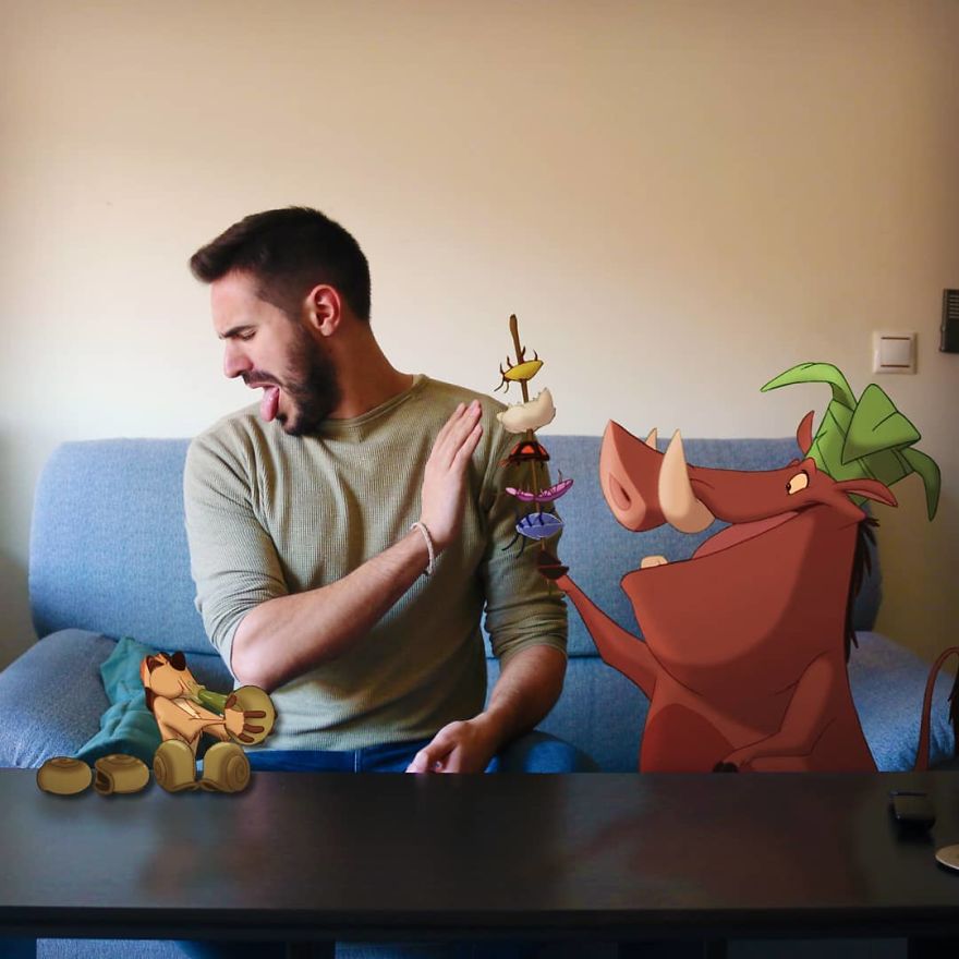 This Guy Is Interacting On Adventures With Cartoon Characters And The Result Is Really Fun