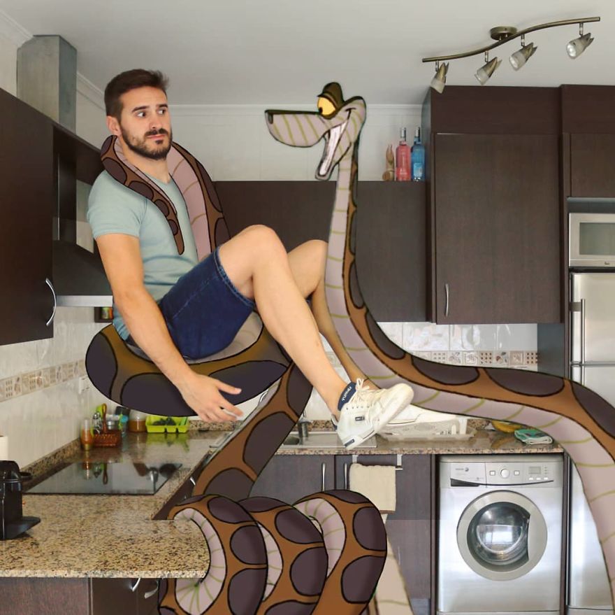 This Guy Is Interacting On Adventures With Cartoon Characters And The Result Is Really Fun