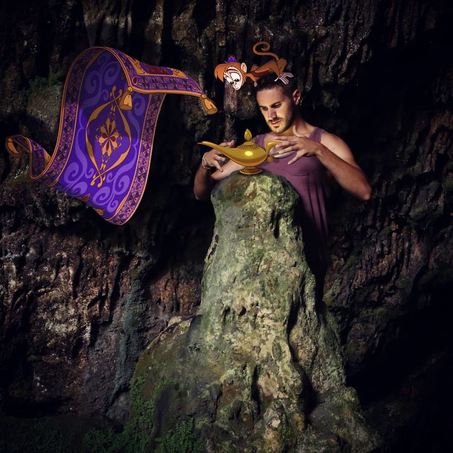 This Guy Is Interacting On Adventures With Cartoon Characters And The Result Is Really Fun