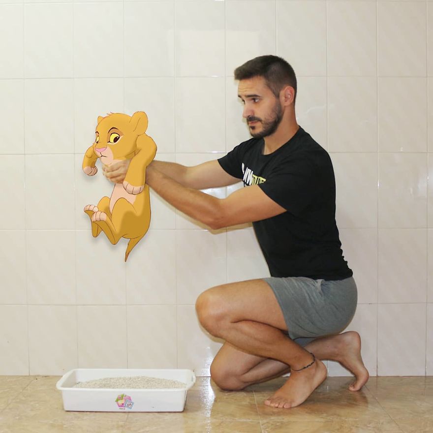 This Guy Is Interacting On Adventures With Cartoon Characters And The Result Is Really Fun