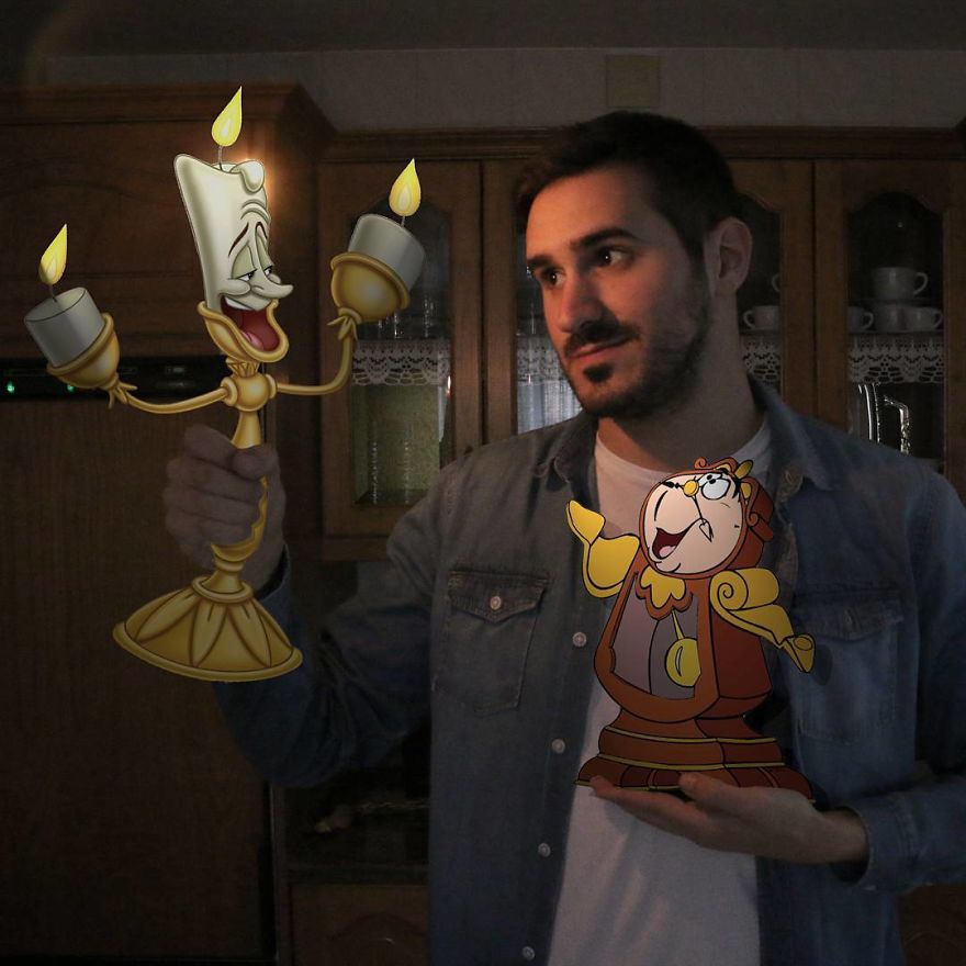 This Guy Is Interacting On Adventures With Cartoon Characters And The Result Is Really Fun