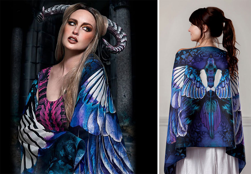 I Create Wearable Artistic Scarfs Inspired By Owls, Ravens, Swans, And Other Majestic Birds (30 Pics) I Create Wearable Artistic Scarfs Inspired By Owls, Ravens, Swans, And Other Majestic Birds (30 Pics)