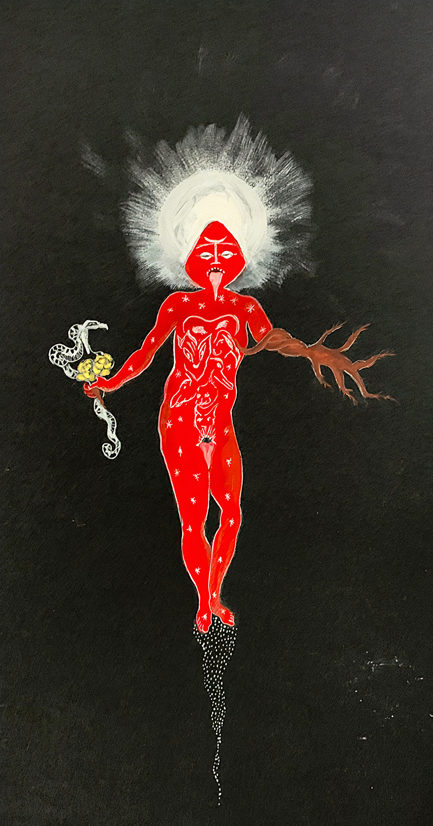 Dolorosa De La Cruz "Invocation Of La Reina Roja 2" Gouache Pencil And Gold Ink, 2014