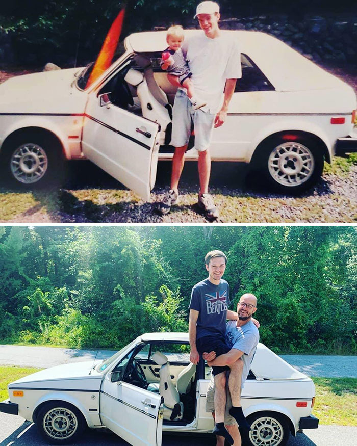 Same Car, Same Kid, 24 Years Apart