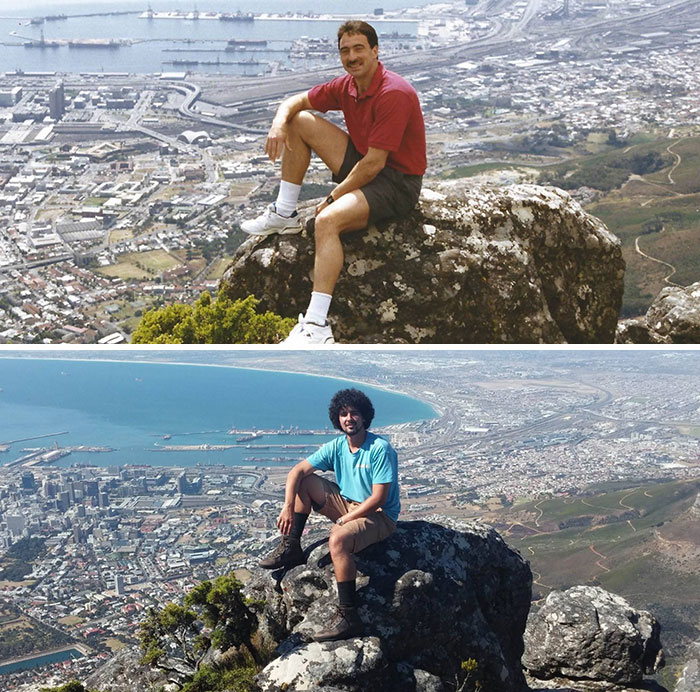 My Father And I At The Same Spot On Table Mountain. 30 Years Apart