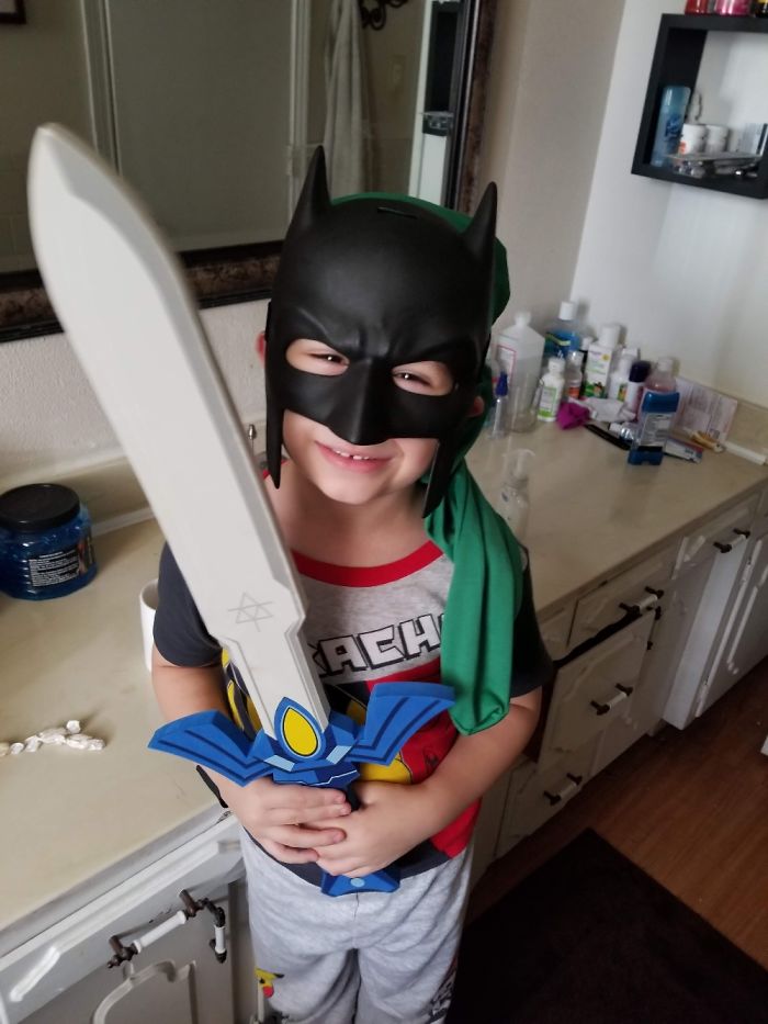 I Present Pajama Bat-Link By My Son When He Was 4 Years Old.