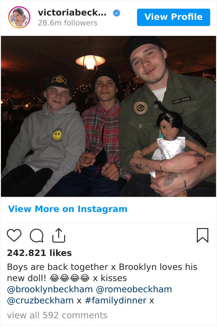 When Victoria Beckham Trolled Her Son Brooklyn About Playing With Dolls