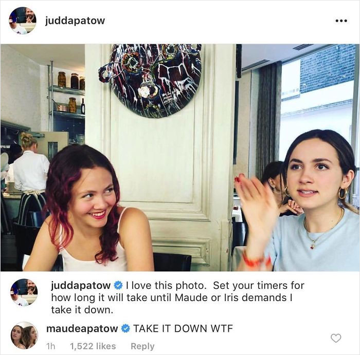 When Judd Apatow Trolled His Daughters Maude And Iris By Posting Their Photo Online
