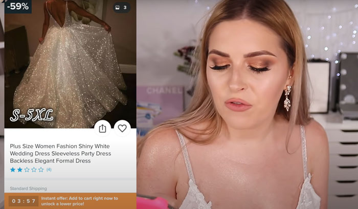 Woman Orders 10 Wedding Dresses From The Wish App, Shows The Expectations Vs. Reality Woman Orders 10 Wedding Dresses From The Wish App, Shows The Expectations Vs. Reality