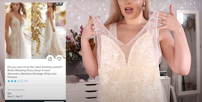 Woman Orders 10 Wedding Dresses From The Wish App, Shows The Expectations Vs. Reality Woman Orders 10 Wedding Dresses From The Wish App, Shows The Expectations Vs. Reality