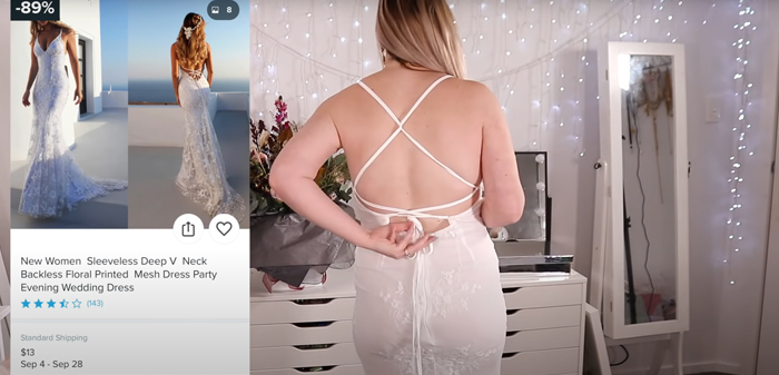 Woman Orders 10 Wedding Dresses From The Wish App, Shows The Expectations Vs. Reality Woman Orders 10 Wedding Dresses From The Wish App, Shows The Expectations Vs. Reality