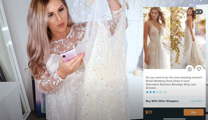 Woman Orders 10 Wedding Dresses From The Wish App, Shows The Expectations Vs. Reality Woman Orders 10 Wedding Dresses From The Wish App, Shows The Expectations Vs. Reality