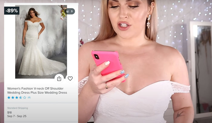 Woman Orders 10 Wedding Dresses From The Wish App, Shows The Expectations Vs. Reality Woman Orders 10 Wedding Dresses From The Wish App, Shows The Expectations Vs. Reality