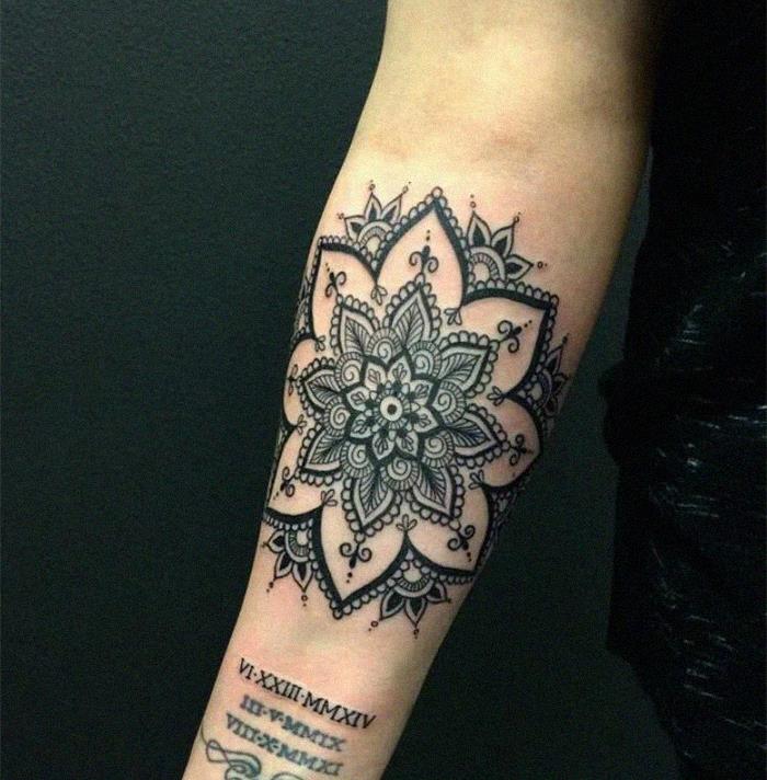Ornate mandala tattoo design on forearm, one of the overly requested tattoo designs.