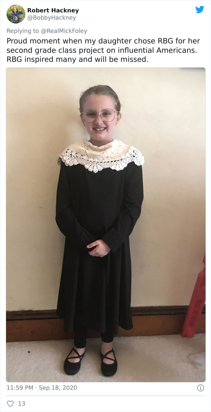 Parents Are Dressing Up Their Daughters As Ruth Bader Ginsburg Because She Was 'Everything [They] Should Strive For'