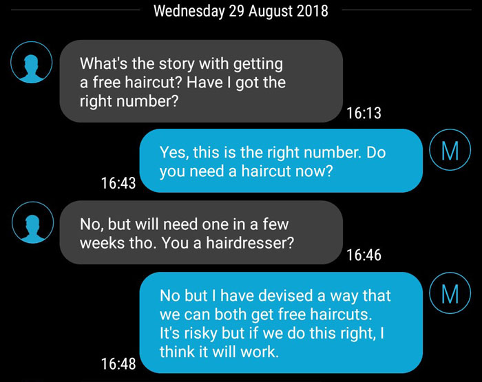 Guy Shares A Hilarious &ldquo;I&rsquo;ll Pay For Both Of Us&rdquo; Tactic On Twitter To Get Free Haircuts Where Nobody Actually Pays