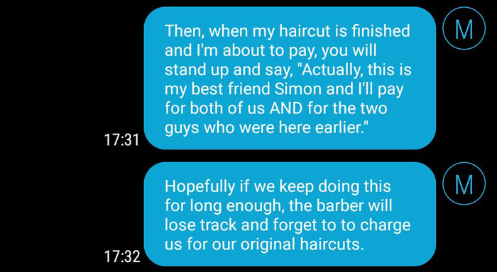 Guy Shares A Hilarious &ldquo;I&rsquo;ll Pay For Both Of Us&rdquo; Tactic On Twitter To Get Free Haircuts Where Nobody Actually Pays
