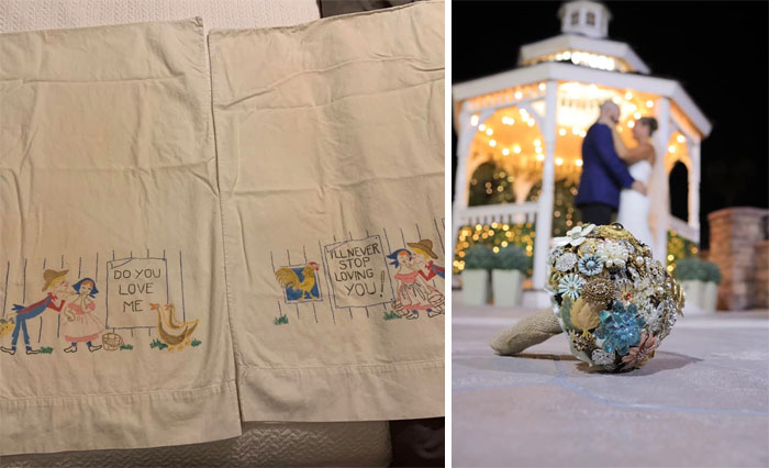 I Married My Husband 3 Weeks Ago. I Always Ask, “Do You Love Me?” He Always Replies, “I’ll Never Stop Loving You.” In Fact, That Was The Last Sentence Of His Wedding Vow. This Past Weekend, While On A Romantic Getaway, We Found These Vintage Pillow Cases At An Estate Sale In Austin, Tx. For $8 We Can Rest Our Weary Heads On A Little Reminder Of Our Fairy Tale