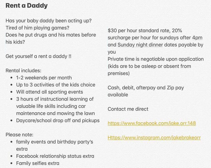 There's A Guy Who Offers “Daddying” Services To Single Moms For $30/Hour There's A Guy Who Offers “Daddying” Services To Single Moms For $30/Hour