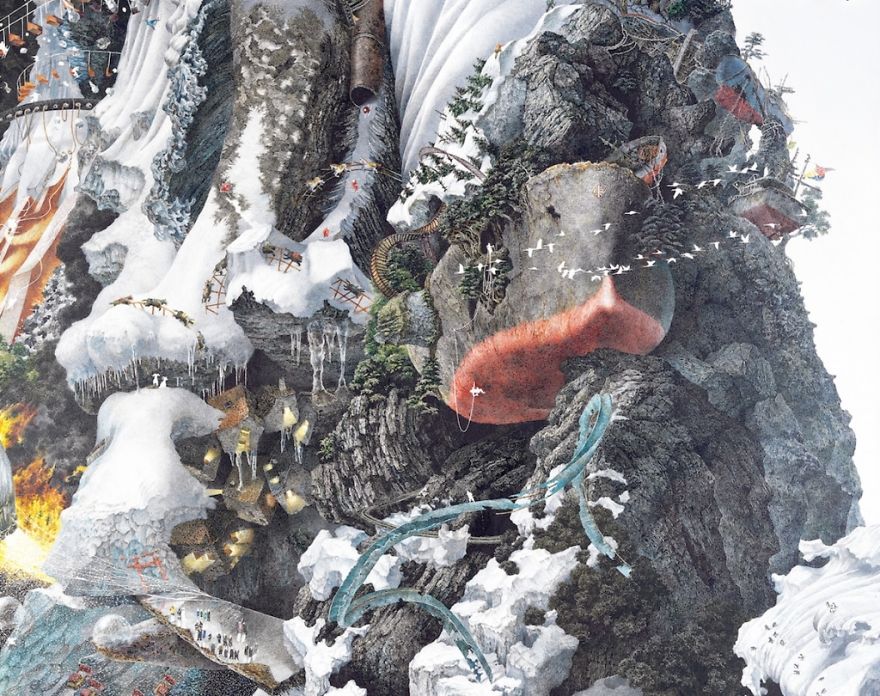 Japanese Artist Fits Entire Worlds Into His Drawings, And His Surreal Works Take Him Years (28 Pics) Japanese Artist Fits Entire Worlds Into His Drawings, And His Surreal Works Take Him Years (28 Pics)