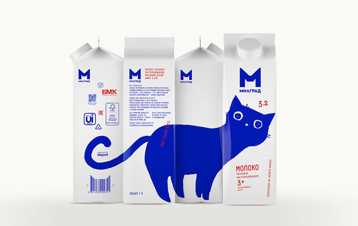 Russian Designer Gave These 4 Milk Product Packages Adorable Makeovers
