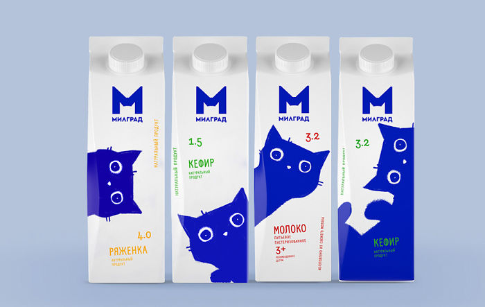 Russian Designer Gave These 4 Milk Product Packages Adorable Makeovers