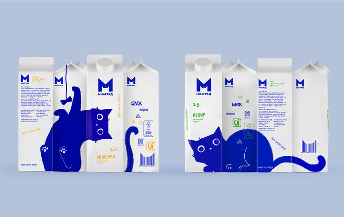 Russian Designer Gave These 4 Milk Product Packages Adorable Makeovers