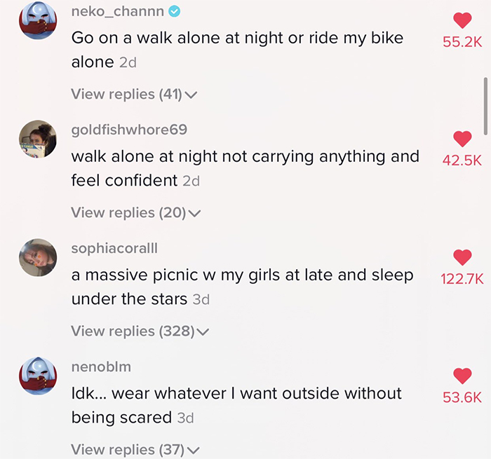 18 Saddening Replies To The Question ‘What Would You Do If There Were No Men On Earth For 24 Hours’ Shared On TikTok 18 Saddening Replies To The Question ‘What Would You Do If There Were No Men On Earth For 24 Hours’ Shared On TikTok