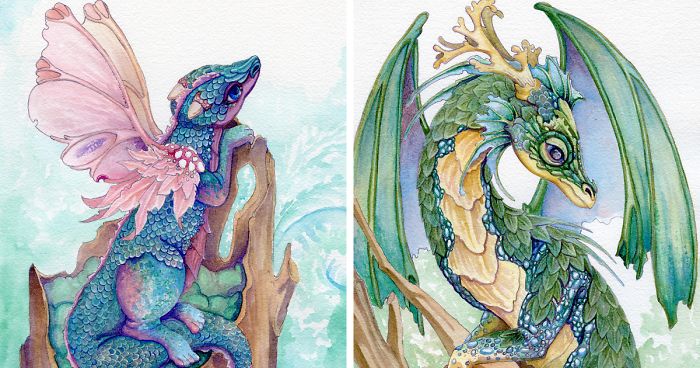 Painting Helps Me To Manage Daily Life With Schizophrenia, Here Are My 16 Dragons In Watercolor (16 Pics)