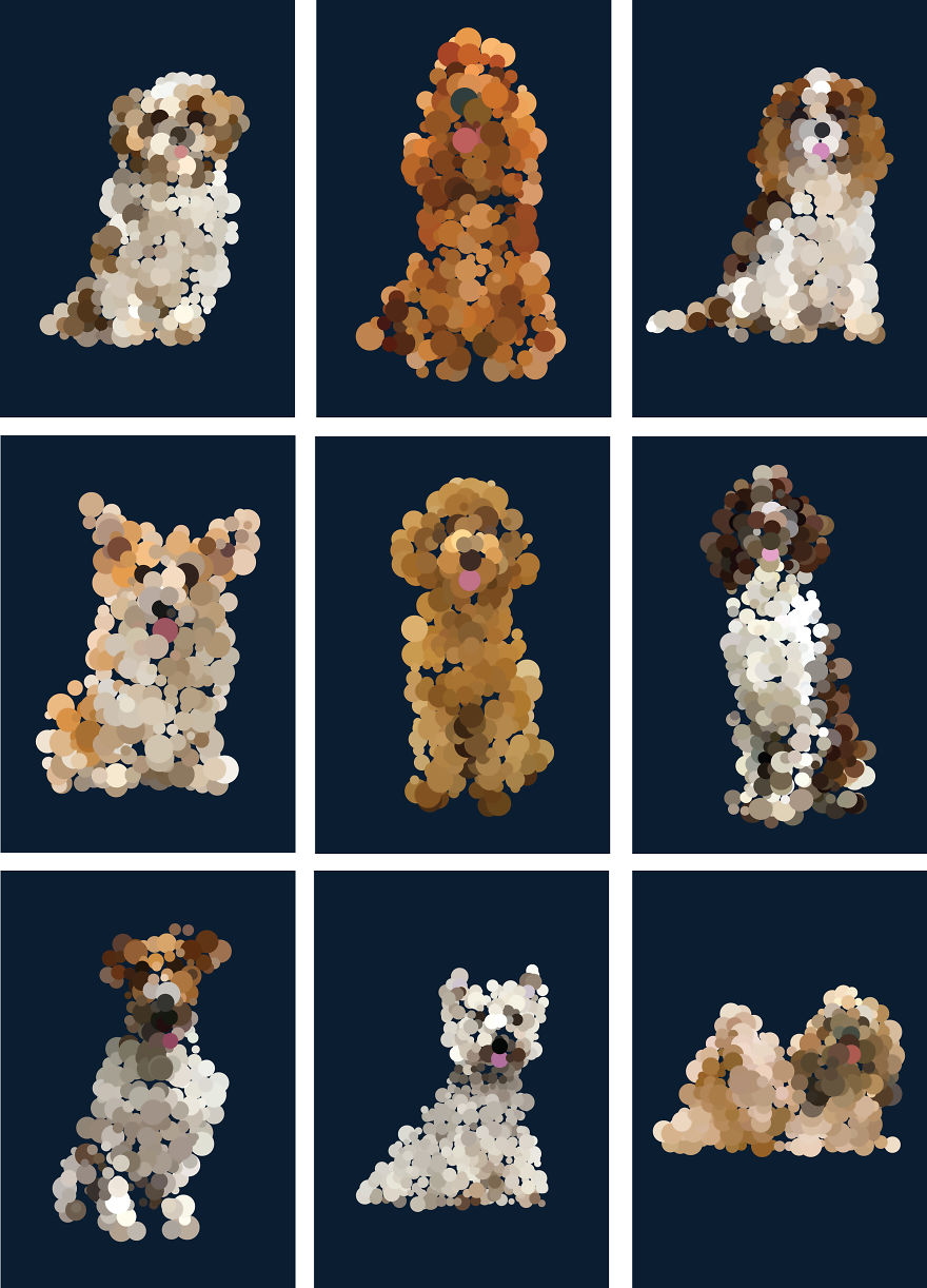 I'm Making Wooden Pointillist Happy Life-Size Dogs Showing Their Tongues