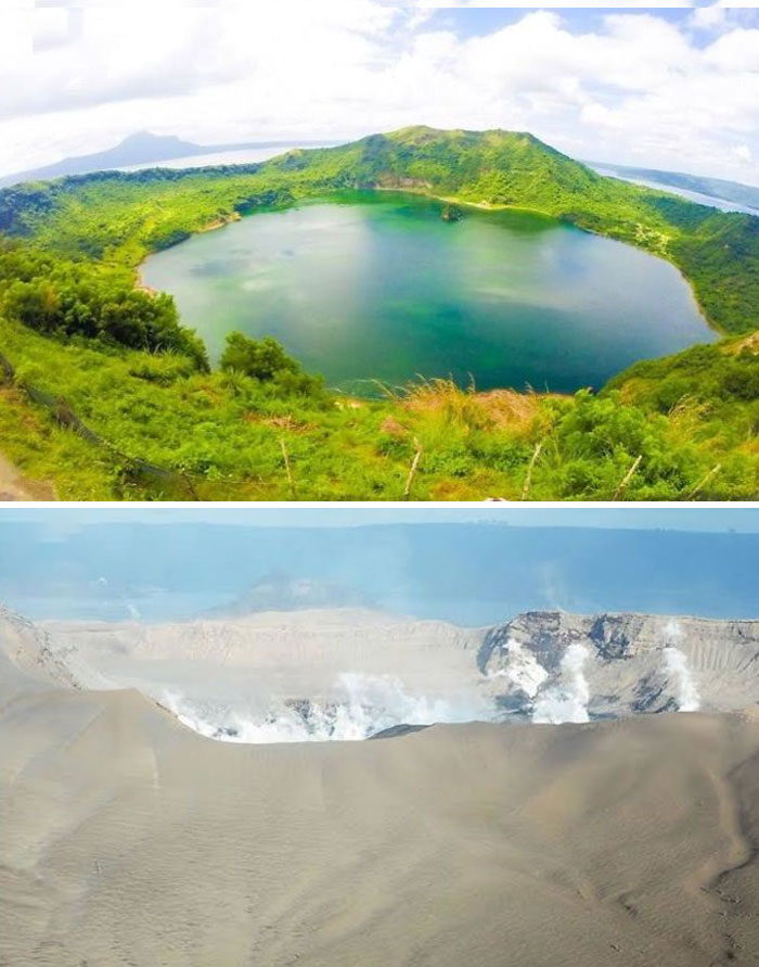 Taal Volcano, Philippines. Before And After The Eruption